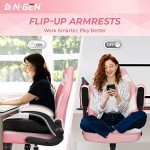 Ergonomic Pink Video Gaming Computer Chair with Lumbar Support