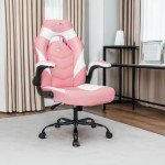 Ergonomic Pink Video Gaming Computer Chair with Lumbar Support