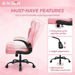 Ergonomic Pink Video Gaming Computer Chair with Lumbar Support