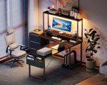 AODK 53-Inch L Shaped Gaming Desk with LED
