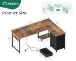AODK 53" L-Shaped Gaming Desk with USB Outlets