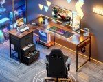 AODK 53" L-Shaped Gaming Desk with USB Outlets