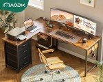 AODK 53" L-Shaped Gaming Desk with USB Outlets