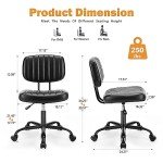 Comfortable Armless Rolling Desk Chair with Lumbar Support