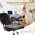 Comfortable Armless Rolling Desk Chair with Lumbar Support