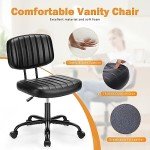 Comfortable Armless Rolling Desk Chair with Lumbar Support