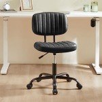 Comfortable Armless Rolling Desk Chair with Lumbar Support
