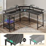 Rolanstar L-Shaped Gaming Desk with LED Lights