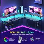 Rolanstar L-Shaped Gaming Desk with LED Lights