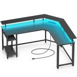 Rolanstar L-Shaped Gaming Desk with LED Lights