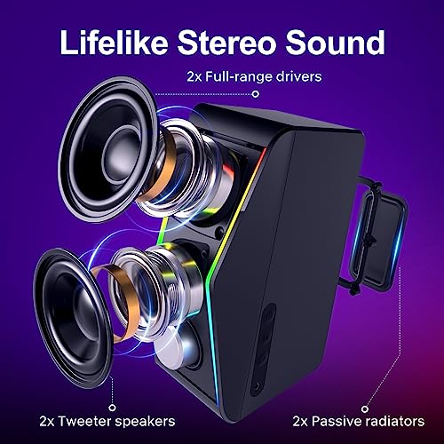 Bluetooth 5.0 Hi-Fi Stereo Computer Speakers