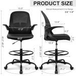 Ergonomic Tall Drafting Chair with Flip-up Armrests