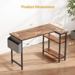 CubiCubi 47" L-Shaped Desk with Storage Shelves