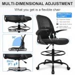 Ergonomic Tall Drafting Chair with Flip-up Armrests