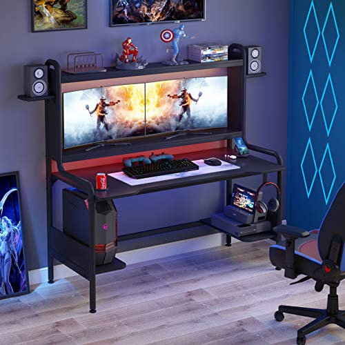 TIYASE 55-Inch Gaming Desk with Monitor Stand