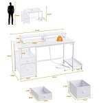 Furologee White Office Desk with Storage & Outlets