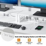 Furologee White Office Desk with Storage & Outlets