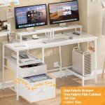 Furologee White Office Desk with Storage & Outlets