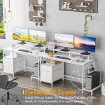Furologee White Office Desk with Storage & Outlets