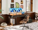 AODK 55 Inch Vintage Computer Desk with Storage