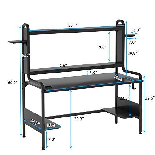 TIYASE 55-Inch Gaming Desk with Monitor Stand