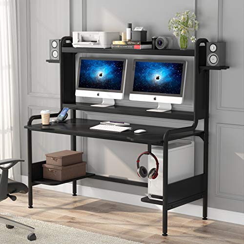 TIYASE 55-Inch Gaming Desk with Monitor Stand