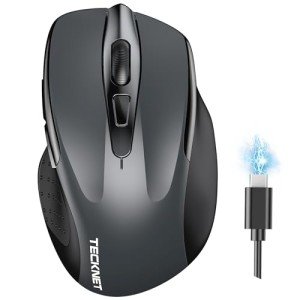 TECKNET Rechargeable Silent Wireless Mouse - Grey