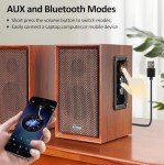 40W Wooden PC Speakers with Strong Bass & Bluetooth