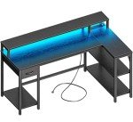53" Reversible L-Shaped Desk with LED Lights