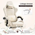 GTPLAYER Ivory Ergonomic Gaming Chair with Speakers