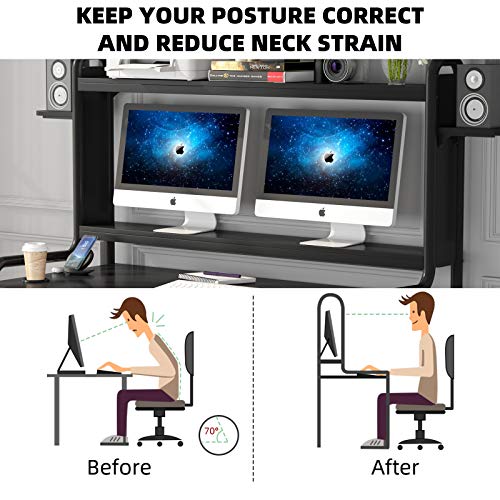 TIYASE 55-Inch Gaming Desk with Monitor Stand