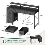 Huuger LED Gaming Desk with Storage and Outlets