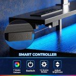 Huuger LED Gaming Desk with Storage and Outlets