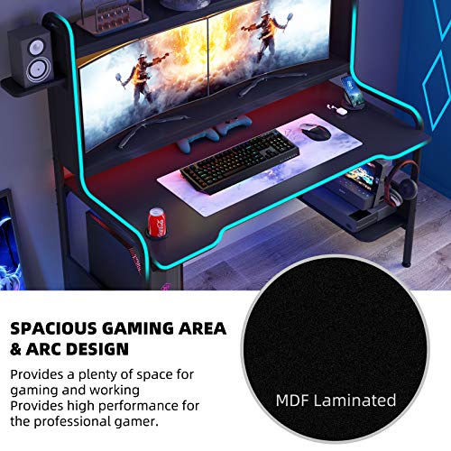 TIYASE 55-Inch Gaming Desk with Monitor Stand