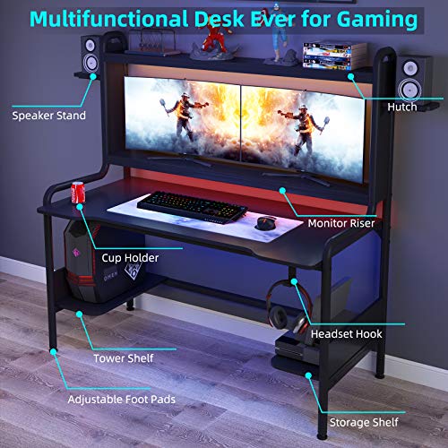 TIYASE 55-Inch Gaming Desk with Monitor Stand
