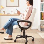 AmazonBasics Classic Puresoft PU-Padded Mid-Back Office Computer Desk Chair with Armrest - Cream