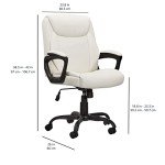 AmazonBasics Classic Puresoft PU-Padded Mid-Back Office Computer Desk Chair with Armrest - Cream