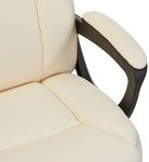 AmazonBasics Classic Puresoft PU-Padded Mid-Back Office Computer Desk Chair with Armrest - Cream