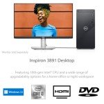 Dell 2021 Inspiron 3891 Desktop PC, Intel Core i3-10105, 16GB RAM, 1TB HDD, WiFi 6, Bluetooth, HDMI, DVD-RW, Wired Keyboard&Mouse, Win 11 Home
