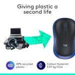 Logitech M185 Wireless Mouse, 2.4GHz with USB Mini Receiver, 12-Month Battery Life, 1000 DPI Optical Tracking, Ambidextrous, Compatible with PC, Mac, Laptop - Blue