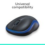 Logitech M185 Wireless Mouse, 2.4GHz with USB Mini Receiver, 12-Month Battery Life, 1000 DPI Optical Tracking, Ambidextrous, Compatible with PC, Mac, Laptop - Blue