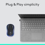 Logitech M185 Wireless Mouse, 2.4GHz with USB Mini Receiver, 12-Month Battery Life, 1000 DPI Optical Tracking, Ambidextrous, Compatible with PC, Mac, Laptop - Blue