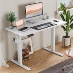 SMUG Standing Desk, Adjustable Height Electric Sit Stand Up Down Computer Table, 40x24 Inch Ergonomic Rising Modern Lift Motorized Gaming Desktop Workstation for Work Home Office, White