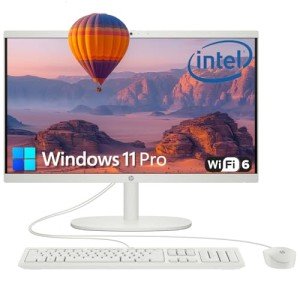 HP 22" All-in-One Desktop Computer for Home and School, Intel Quad-Core Processor (Beat i3-1110G4), FHD Display, 32GB DDR5 RAM, 640GB Storage, WiFi 6, Bluetooth, Business AIO, Windows 11 Pro, AZ-XUT