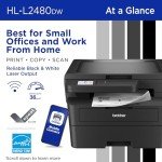 Brother HL-L2480DW Wireless Compact Monochrome Multi-Function Laser Printer with Copy and Scan, Duplex, Mobile, Black & White | Includes Refresh Subscription Trial(1), Amazon Dash Replenishment Ready