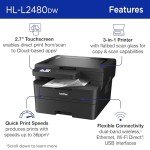 Brother HL-L2480DW Wireless Compact Monochrome Multi-Function Laser Printer with Copy and Scan, Duplex, Mobile, Black & White | Includes Refresh Subscription Trial(1), Amazon Dash Replenishment Ready
