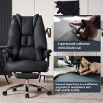 EXCEBET Big and Tall Office Chair 400lbs Wide Seat, Leather High Back Executive Office Chair with Foot Rest, Ergonomic Office Chair Lumbar Support for Lower Back Pain Relief (Black)