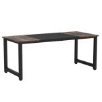 Tribesigns 70.8”Executive Desk, Large Office Computer Desk with Thicken Frame, Modern Simple Workstation Business Furniture for Home Office, Rustic Brown/Black