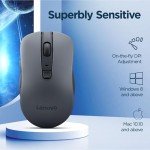 Lenovo WL310 Bluetooth Silent Mouse - Ergonomic Wireless Mouse for Laptop - Adjustable DPI - Silent Clicks - Bluetooth 5.0 - Portable for Windows, Mac, and Chromebook - Compact Grey Computer Mouse
