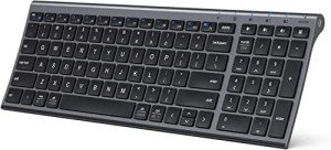 iClever BK10 Bluetooth Keyboard, Multi Device Keyboard Rechargeable Bluetooth 5.1 with Number Pad Ergonomic Design Full Size Stable Connection Keyboard for iPad, iPhone, Mac, iOS, Android, Windows